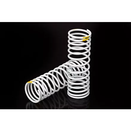 Traxxas Springs, front (white) (progressive, +20% rate, yellow stripe) (2)