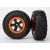 Traxxas  Tires & wheels, assembled, glued (SCT black, orange beadlock wheels, dual profile (2.2" outer, 3.0" inner), SCT off-road racing tire, foam inserts) (2) (4WD f/r, 2WD rear) (TSM rated)