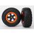 Traxxas  Tires & wheels, assembled, glued (S1 compound) (SCT, black, orange beadlock wheels, dual profile (2.2" outer, 3.0" inner), SCT off-road racing tires, foam inserts) (2) (4WD f/r, 2WD rear) (TS
