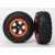 Traxxas  Tires & wheels, assembled, glued (S1 compound) (SCT, black, orange beadlock wheels, dual profile (2.2" outer, 3.0" inner), SCT off-road racing tires, foam inserts) (2) (4WD f/r, 2WD rear) (TS