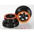 Traxxas  Wheels, SCT black, orange beadlock style, dual profile (2.2" outer, 3.0" inner) (4WD f/r, 2WD rear) (2)