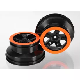   Traxxas Wheels, SCT black, orange beadlock style, dual profile (2.2" outer, 3.0" inner) (2WD front) (2)