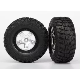   Traxxas Tires & wheels, assembled, glued (SCT satin chrome, black beadlock style wheels, Kumho tires, foam inserts) (2) (4WD front/rear, 2WD rear only)