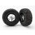 Traxxas Tires & wheels, assembled, glued (S1 ultra-soft off-road racing compound) (SCT Split-Spoke satin chrome, black beadlock style wheels, Kumho tires, foam inserts) (2) (2WD front)