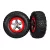 Traxxas  Tires & wheels, assembled, glued (SCT chrome wheels, red beadlock style, dual profile (2.2" outer, 3.0" inner), SCT off-road racing tires, foam inserts) (2) (4WD f/r, 2WD rear) (TSM rated)