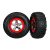 Traxxas  Tires & wheels, assembled, glued (SCT chrome wheels, red beadlock style, dual profile (2.2" outer, 3.0" inner), SCT off-road racing tires, foam inserts) (2) (2wd front)