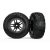Traxxas Tires & wheels, assembled, glued (SCT Split-Spoke black, satin chrome beadlock style wheel, dual profile (2.2" outer, 3.0" inner), SCT off-road racing tires, foam inserts) (2)