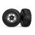 Traxxas  Tires & wheels, assembled, glued (SCT Split-Spoke black, satin chrome beadlock style wheels, dual profile (2.2" outer, 3.0" inner), SCT off-road racing tires, foam inserts) (2) (2WD front)