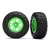 Traxxas  Tires & wheels, assembled, glued (SCT Split-Spoke green wheels, SCT off-road racing tires, foam inserts) (2) (4WD f/r, 2WD rear) (TSM rated)