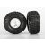 Traxxas  Tires & wheels, assembled, glued (S1 ultra-soft off-road racing compound) (SCT Split-Spoke satin chrome, black beadlock style wheels, dual profile (2.2" outer, 3.0" inner), Kumho tires, foam