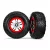 Traxxas Tires & wheels, assembled, glued (SCT Split-Spoke chrome, red beadlock style wheels, dual profile (2.2" outer, 3.0" inner), SCT off-road racing tires, inserts) (2) (front/rear)
