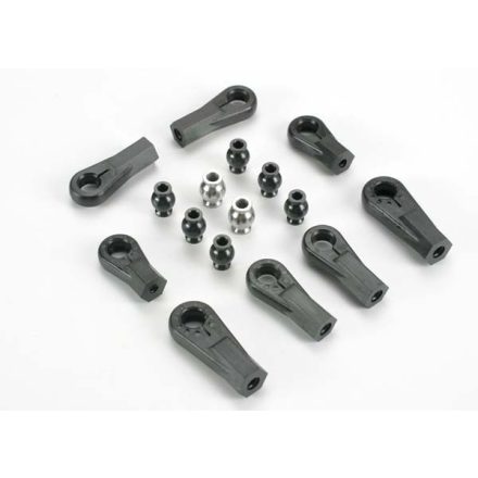 Traxxas Plastic rod ends (8) (1/6 and 1/5 scale)/ hollow ball connectors (8) (6-black, 2-silver)