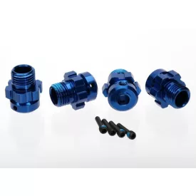   Traxxas Wheel hub, splined, 17mm, 6061-T6 aluminum (blue-anodized) (4)/ screw pin, 4x13mm (with threadlock) (4) (for 6mm axles)