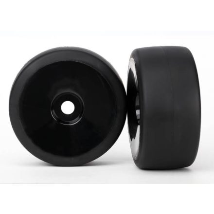 Traxxas Tires & wheels, assembled, glued (black, dished wheels, slick tires (S1 compound), foam inserts) (front) (2)