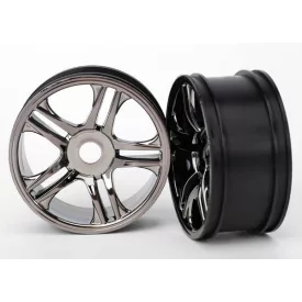 Traxxas Wheels, split-spoke (black chrome) (rear) (2)