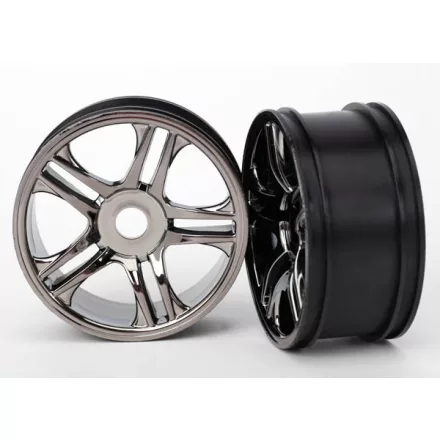 Traxxas Wheels, split-spoke (black chrome) (rear) (2)