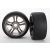Traxxas Tires & wheels, assembled, glued (split-spoke, black chrome wheels, slick tires (S1 compound), foam inserts) (rear) (2)