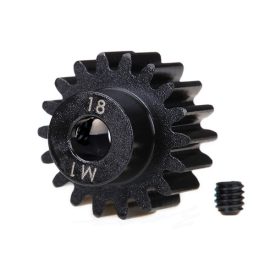   Traxxas Gear, 18-T pinion (machined) (1.0 metric pitch) (fits 5mm shaft)/ set screw (for use only with steel spur gears)