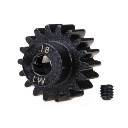 Traxxas Gear, 18-T pinion (machined) (1.0 metric pitch) (fits 5mm shaft)/ set screw (for use only with steel spur gears)
