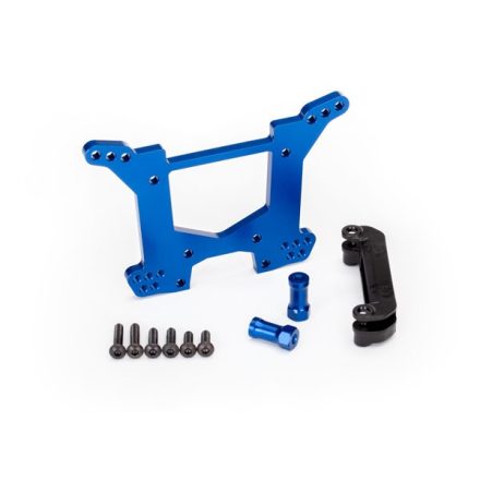 Traxxas Shock tower, rear, 7075-T6 aluminum (blue-anodized) (1)/ body mount bracket (1)