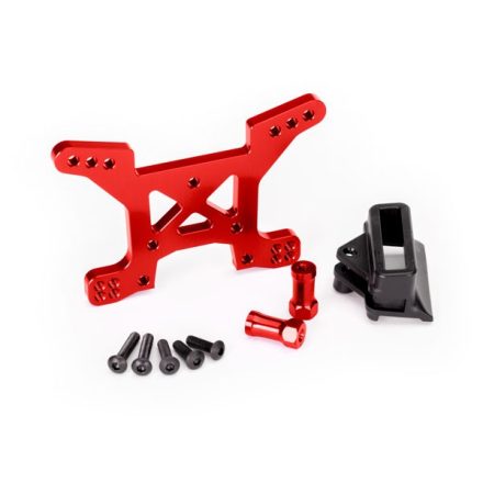 Traxxas Shock tower, front, 7075-T6 aluminum (red-anodized) (1)/ body mount bracket (1)