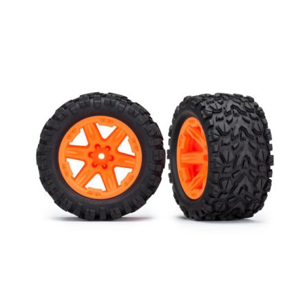Traxxas Tires & wheels, assembled, glued (2.8") (RXT orange wheels, Talon Extreme tires, foam inserts) (2) (TSM rated)