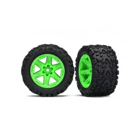   Traxxas Tires & wheels, assembled, glued (2.8") (RXT 4X4 green wheels, Talon Extreme tires, foam inserts) (2) (TSM rated)
