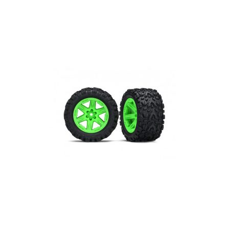 Traxxas Tires & wheels, assembled, glued (2.8") (RXT 4X4 green wheels, Talon Extreme tires, foam inserts) (2) (TSM rated)