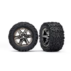   Traxxas Tires & wheels, assembled, glued (2.8") (RXT black chrome wheels, Talon Extreme tires, foam inserts) (2) (TSM rated)