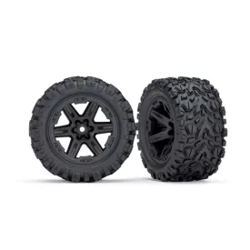   Traxxas Tires & wheels, assembled, glued (2.8") (RXT black wheels, Talon Extreme tires, foam inserts) (2WD electric rear) (2) (TSM rated)