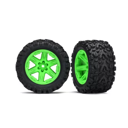 Traxxas Tires & wheels, assembled, glued (2.8") (RXT green wheels, Talon Extreme tires, foam inserts) (2WD electric rear) (2) (TSM rated)