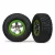 Traxxas Tires & wheels, assembled, glued (SCT, chrome, green beadlock wheel, BFGoodrich® Mud-Terrain™ T/A® KM2 tire, foam inserts) (2) (4WD front/rear, 2WD rear only)