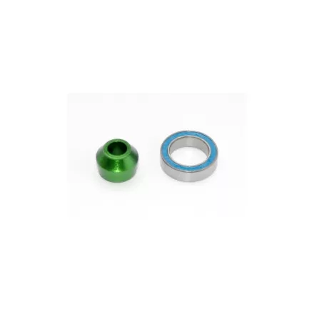 Traxxas Bearing adapter, 6061-T6 aluminum (green-anodized) (1)/ 10x15x4mm ball bearing (black rubber sealed) (1) (for slipper shaft)