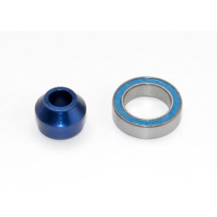 Traxxas Bearing adapter, 6160-T6 aluminum (blue-anodized) (1)/10x15x4mm ball bearing (blue rubber sealed) (1) (for slipper shaft)
