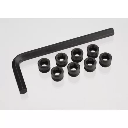 Traxxas  Aluminum caps, pivot ball (threaded aluminum, hard-anodized with PTFE-coating) (8)/ hex wrench, 5mm