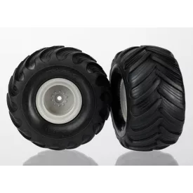   Traxxas Tires & wheels, assembled (grey wheels (dual profile, 1.5" outer and 2.2" inner), dual profile tires) (2)