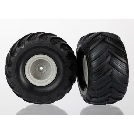 Traxxas Tires & wheels, assembled (grey wheels (dual profile, 1.5" outer and 2.2" inner), dual profile tires) (2)