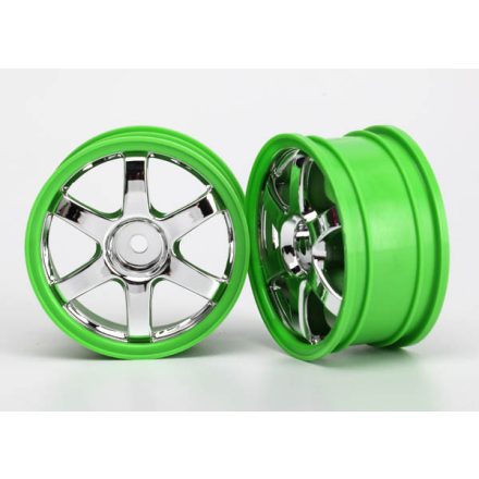 Traxxas Wheels, Volk Racing TE37 (chrome/green) (2)