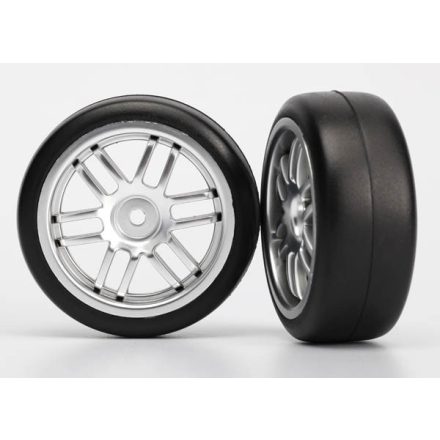 Traxxas Tires and wheels, assembled, glued (Rally wheels, satin, 1.9 Gymkhana slick tires) (2)
