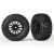 Traxxas  Tires & wheels, assembled, glued (black wheels, gravel pattern tires, foam inserts) (2) (TSM rated)