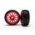 Traxxas Tires & wheels, assembled, glued (12-spoke red chrome wheels, slick tires) (2)