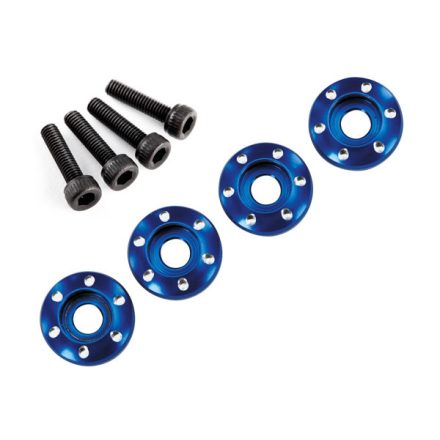 Traxxas  Wheel nut washer, machined aluminum, blue / 3x12mm CS (4)