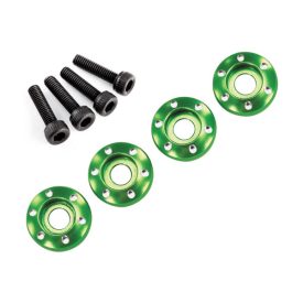   Traxxas  Wheel nut washer, machined aluminum, green / 3x12mm CS (4)