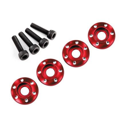 Traxxas Wheel nut washer, machined aluminum, red / 3x12mm CS (4)