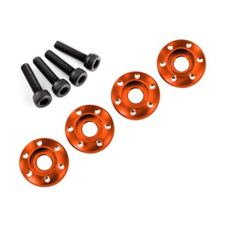 Traxxas Wheel nut washer, machined aluminum, orange / 3x12mm CS (4)