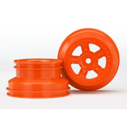 Traxxas Wheels, SCT orange, beadlock style, dual profile (1.8" inner, 1.4" outer) (2)