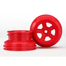   Traxxas Wheels, SCT red, beadlock style, dual profile (1.8" inner, 1.4" outer) (2)