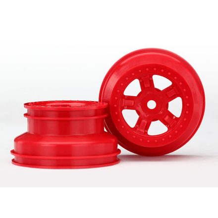 Traxxas Wheels, SCT red, beadlock style, dual profile (1.8" inner, 1.4" outer) (2)
