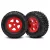 Traxxas Tires and wheels, assembled, glued (SCT red wheels, SCT off-road racing tires) (1 each, right & left)