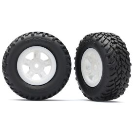   Traxxas Tires and wheels, assembled, glued (SCT white wheels, SCT off-road racing tires) (1 each, right & left)